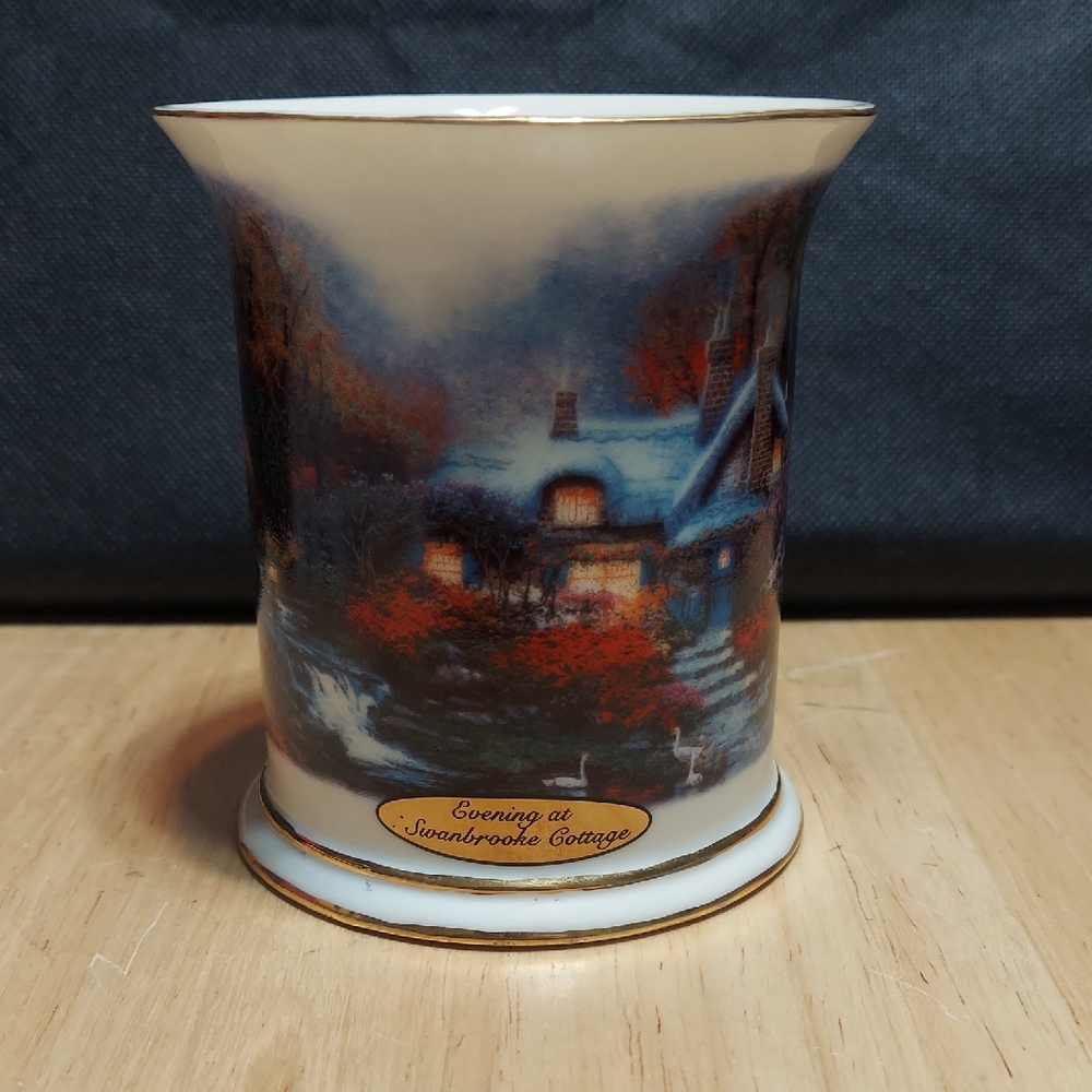 Thomas Kinkade "Evening at Swanbrooke Cottage" 2004 Votive Candle Holder
